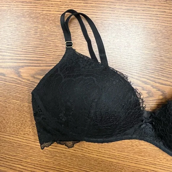 Victoria’s Secret Dream Angels Padded Lined No Wire Black Lace Bra 36B - Picture 3 of 8
